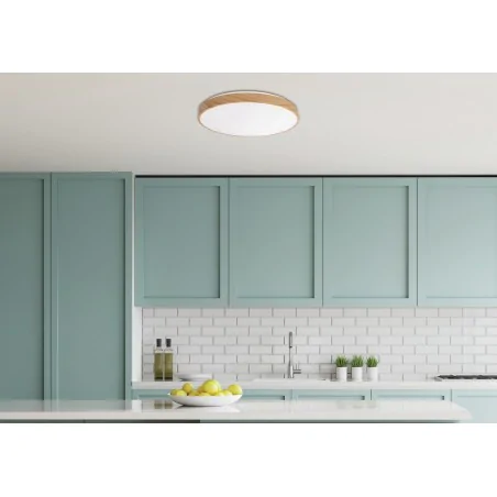 Plafony - figaro lampa sufitowa plafon drewniany z pilotem 24w led candellux 