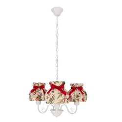 Lampy-sufitowe - lampa wisząca sufitowa żyrandol na 3 żarówki biały z kwiatowym abażurem rozano 33-36902 candelux candellux