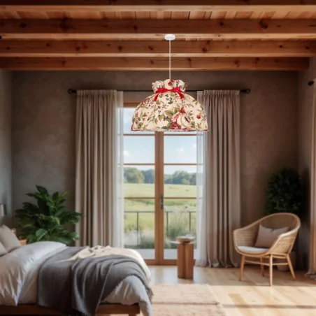 Lampy-sufitowe - lampa sufitowa wisząca biała z kwiatowym abażurem e27 rozano 31-39392 candellux 