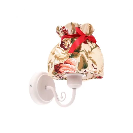 Kinkiety-do-salonu - kinkiet ścienny biały na żarówkę e27 abażur z kwiatowym motywem rozano 21-39378 candellux 