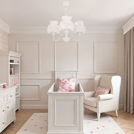 Lampy-sufitowe - rossini lampa wisząca żyrandol koronkowy biały potrójny 33-36889  candellux 