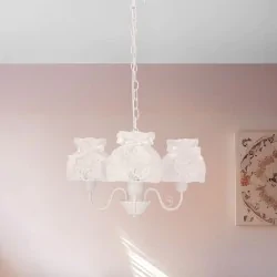 Lampy-sufitowe - rossini lampa wisząca żyrandol koronkowy biały potrójny 33-36889  candellux 
