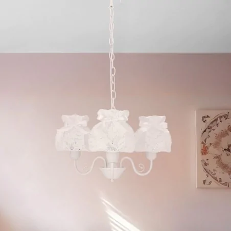 Lampy-sufitowe - rossini lampa wisząca żyrandol koronkowy biały potrójny 33-36889  candellux 