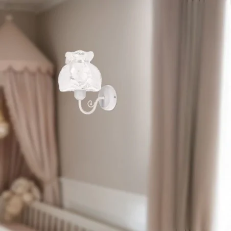 Kinkiety-do-salonu - rossini kinkiet biały koronkowy z abażurem  e27 21-39385  candellux 