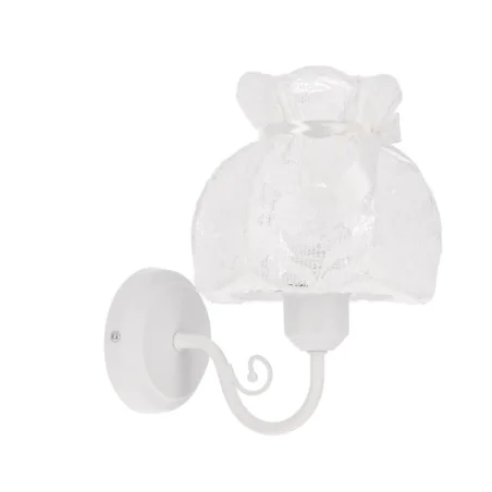 Kinkiety-do-salonu - rossini kinkiet biały koronkowy z abażurem  e27 21-39385  candellux 