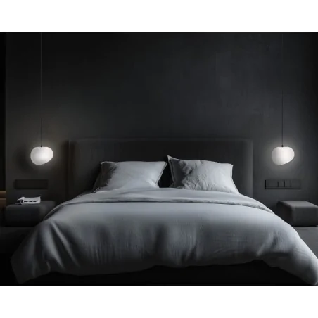 Lampy-sufitowe - lampa wisząca sufitowa czarna z białym kloszem na żarówkę e27 stones 31-35127 candellux 