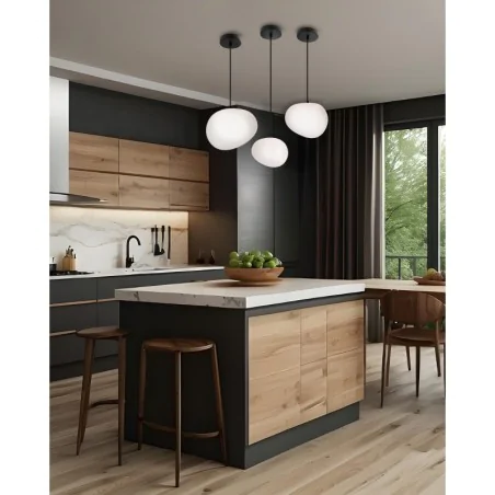 Lampy-sufitowe - lampa wisząca sufitowa czarna z białym kloszem na żarówkę e27 stones 31-35127 candellux 