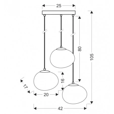 Lampy-sufitowe - lampa wisząca czarna 3 białe klosze 20cm 3xe27 stones 33-35172 candellux 