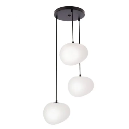 Lampy-sufitowe - lampa wisząca czarna 3 białe klosze 20cm 3xe27 stones 33-35172 candellux 