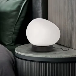 Lampki-nocne - lampka nocna czarna na żarówkę e27 czarna z białym kloszem oświetlenie na stolik nocny stones 41-35226 candellux 