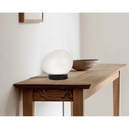 Lampki-nocne - lampka nocna czarna z białym kulistym kloszem na żarówkę e27 stones 41-35219 candellux 