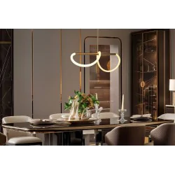 Lampy-sufitowe - lampa sufitowa wisząca led zwis 80cm złoty 18w 3000k supreme 31-35608 candellux 
