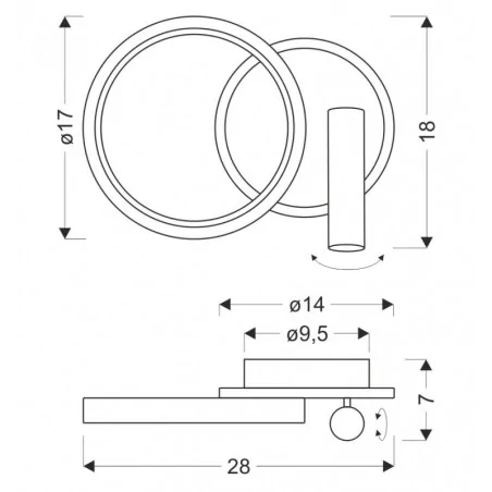 Kinkiety-do-salonu - kinkiet ścienny złoty koło 18w led 3000k klosz biały candellux 