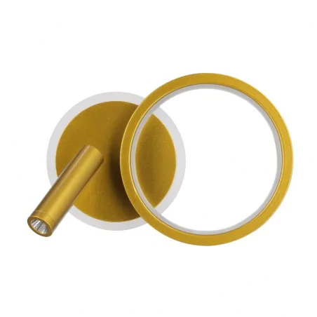 Kinkiety-do-salonu - kinkiet ścienny złoty koło 18w led 3000k klosz biały candellux 