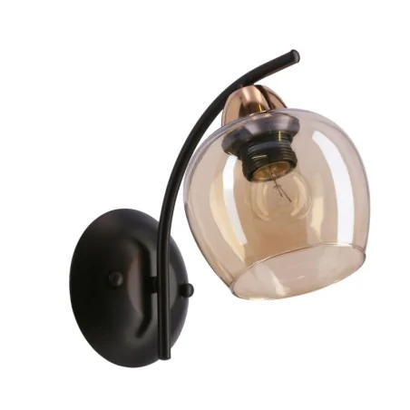 Kinkiety-do-salonu - kinkiet ścienny czarny z bursztynowym kloszem merra 21-35301 candellux 