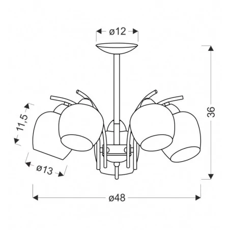 Lampy-sufitowe - lampa wisząca czarna żyrandol na 5 żarówek e27 klosz bursztynowy merra 35-35325 candellux 