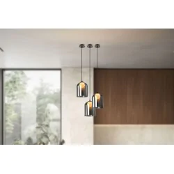 Lampy-sufitowe - lampa sufitowa wisząca czarna z dymionym kloszem klea 31-38340 candellux 