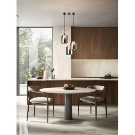 Lampy-sufitowe - lampa sufitowa wisząca czarna z dymionym kloszem klea 31-38340 candellux 