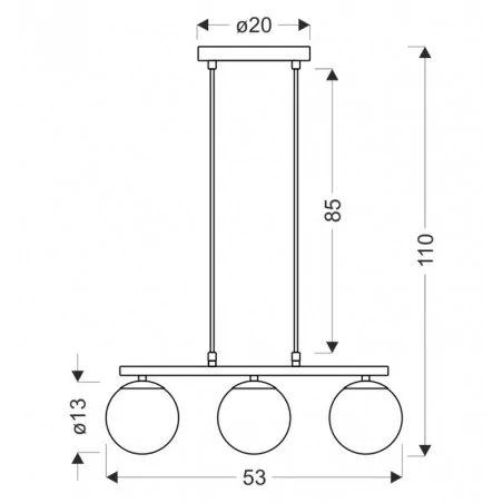 Lampy-sufitowe - lampa sufitowa wisząca potrójna kule na listwie 3x40w e14 klosz drewniany carrine 33-37435 candellux 