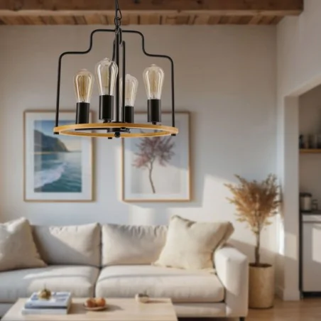 Lampy-sufitowe - lampa sufitowa czarna retro na 4 żarówki e27 datus 34-29690 candellux 