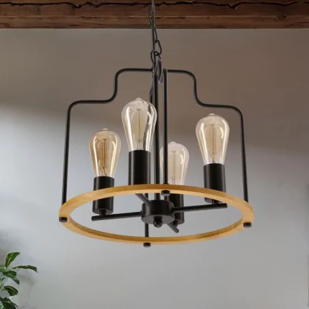 Lampy-sufitowe - lampa sufitowa czarna retro na 4 żarówki e27 datus 34-29690 candellux 