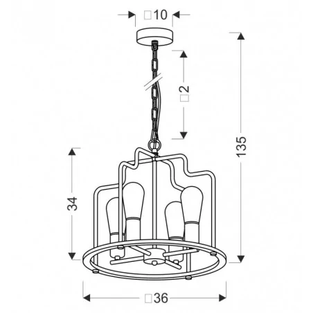 Lampy-sufitowe - lampa sufitowa czarna retro na 4 żarówki e27 datus 34-29690 candellux 