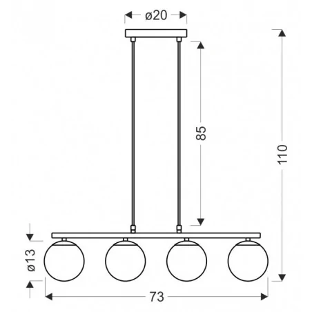 Lampy-sufitowe - lampa wisząca drewniana kule na listwie 4xe14 klosz biały carrine 34-37442 candellux 