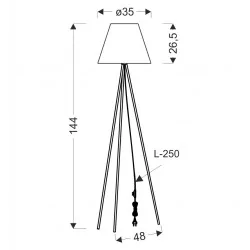Lampy-stojace - lampa podłogowa czarna abażur miedziany e27 platino 51-42583 candellux 