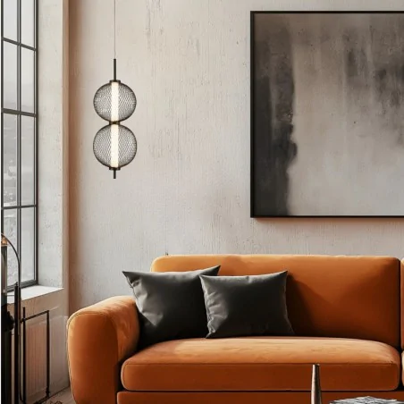 Lampy-sufitowe - lampa sufitowa led z ciepłym światłem podwójny zwis czarny 10w 3000k puma 32-35356 candellux 