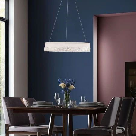 Lampy-sufitowe - lampa wisząca sufitowa żyrandol biały led z kryształkami 32w ciepłe światło frozi 31-35547 candellux 