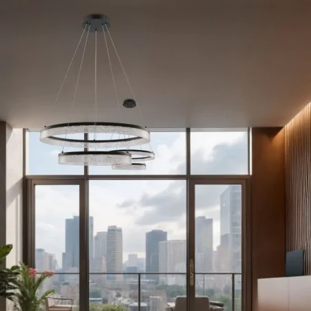 Lampy-sufitowe - lampa sufitowa wisząca led czarna z kryształkami 38w ciepłe światło frozi 32-3556 candellux 