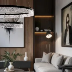 Lampy-sufitowe - lampa sufitowa wisząca led czarna z kryształkami 38w ciepłe światło frozi 32-3556 candellux 