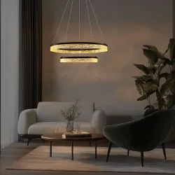 Lampy-sufitowe - lampa sufitowa wisząca led czarna z kryształkami 38w ciepłe światło frozi 32-3556 candellux 