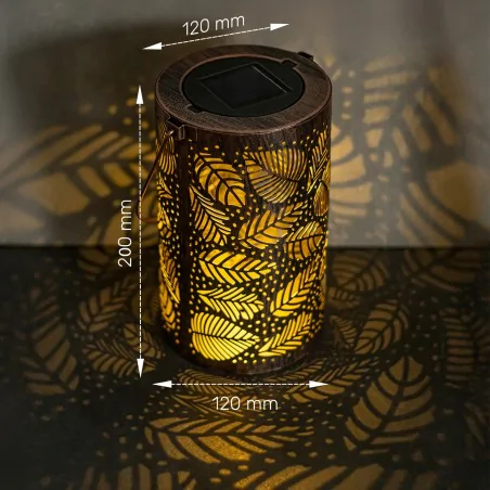 Lampy-solarne - lampka solarna latarenka marokańskie liście tarasowa sunari fls-210 