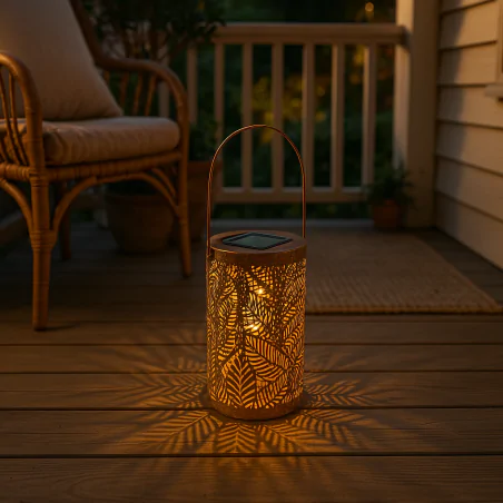 Lampy-solarne - lampka solarna latarenka marokańskie liście tarasowa sunari fls-210 