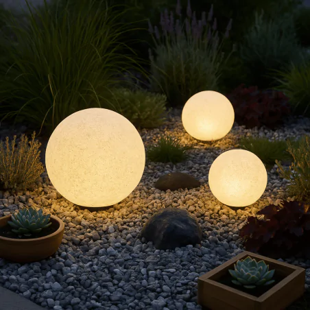 Lampy-kule-ogrodowe - lampa do ogrodu w formie kuli o średnicy 28cm imitująca kamień ofelia ad-op-6588ge27zw adviti 