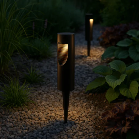 Lampy-solarne - lampka solarna do ogrodu wbijana w grunt czarna ip44 addis 329455 polux-goldlux 