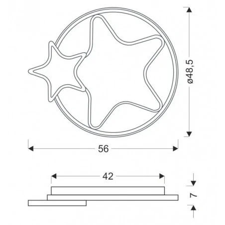 Plafony - 14-35752 astre lampa sufitowa dziecięca plafon gwiazda 36w led 3000-6500k z pilotem candellux 