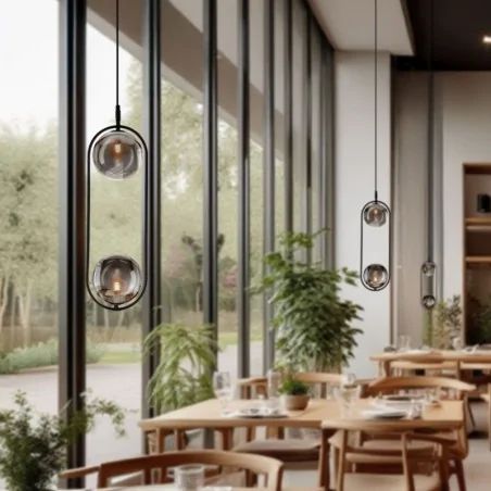 Lampy-sufitowe - lampa sufitowa zwis podwójny 2 klosze w formie dymionych kuli cordel 32-44051 candellux 