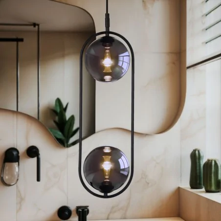 Lampy-sufitowe - lampa sufitowa zwis podwójny 2 klosze w formie dymionych kuli cordel 32-44051 candellux 