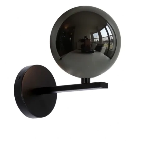 Kinkiety-do-salonu - kama lampa kinkiet czarny+złoty 1x28 g9 klosz grafitowy candellux 