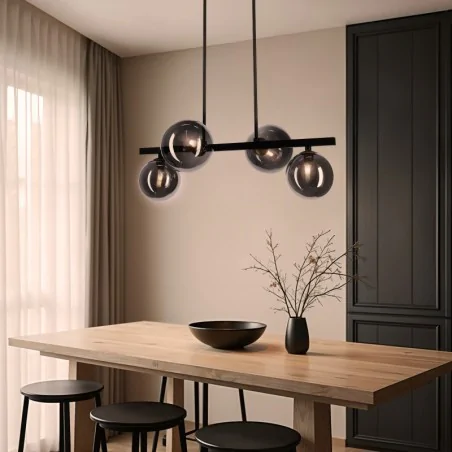 Oswietlenie-sufitowe - kama lampa wisząca czarny+złoty 4x28w g9 klosz grafitowy candellux 