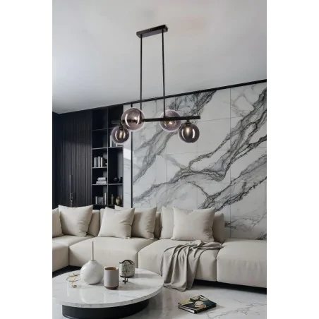 Oswietlenie-sufitowe - kama lampa wisząca czarny+złoty 4x28w g9 klosz grafitowy candellux 