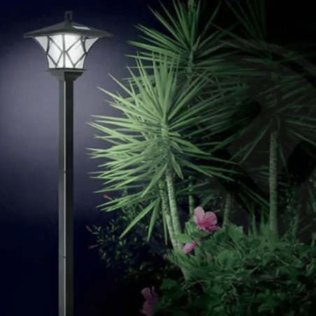 Lampy-ogrodowe-stojace - lampa solarna ogrodowa stojąca czarny słupek lvt 