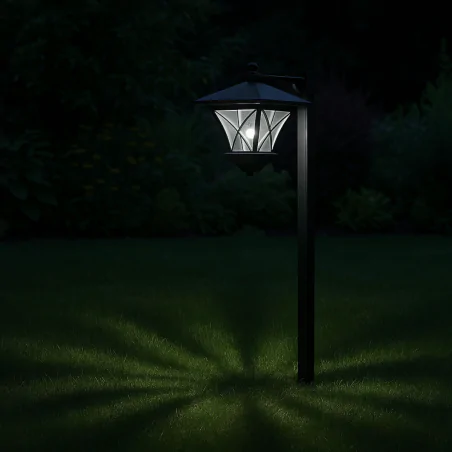 Lampy-ogrodowe-stojace - lampa solarna ogrodowa stojąca czarny słupek lvt 