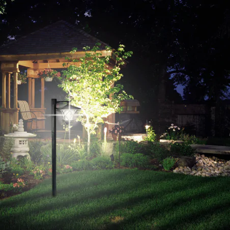 Lampy-ogrodowe-stojace - lampa solarna ogrodowa stojąca czarny słupek lvt 