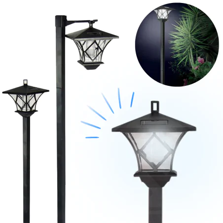 Lampy-ogrodowe-stojace - lampa solarna ogrodowa stojąca czarny słupek lvt 