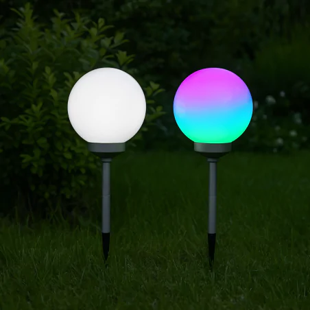 Lampy-solarne - lampa solarna ogrodowa kula 15cm na pilota kolorowe światło rgb vo1933 volteno 