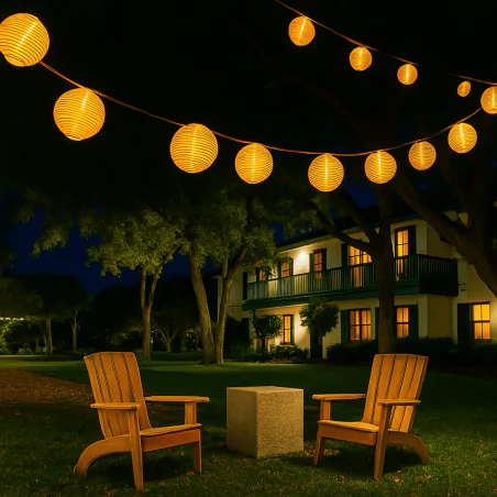 Swiecace-kule-i-girlandy - ogrodowa girlanda solarna kule lampiony z ciepłym światłem 20xled 7,59m 3000k risa lumiled 