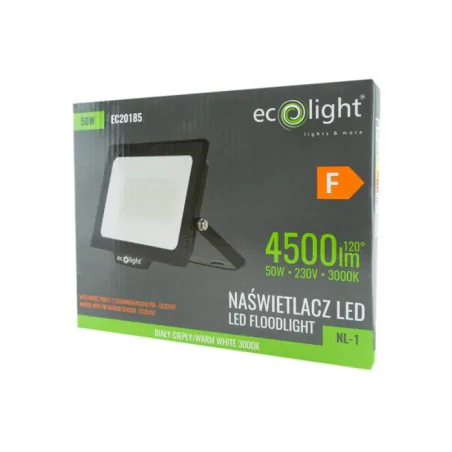 Naswietlacze-led-50w-i-wiecej - naświetlacz led 50w reflektor zewnętrzny ciepły 3000k ip65 eco-light 
